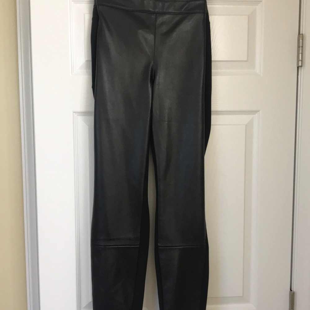 WHBM Black Ponte & Faux Leather Legging